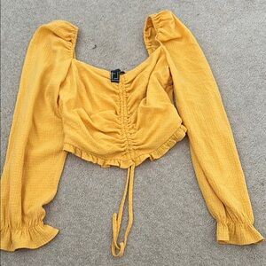 Yellow Ruched Long Sleeve Top
